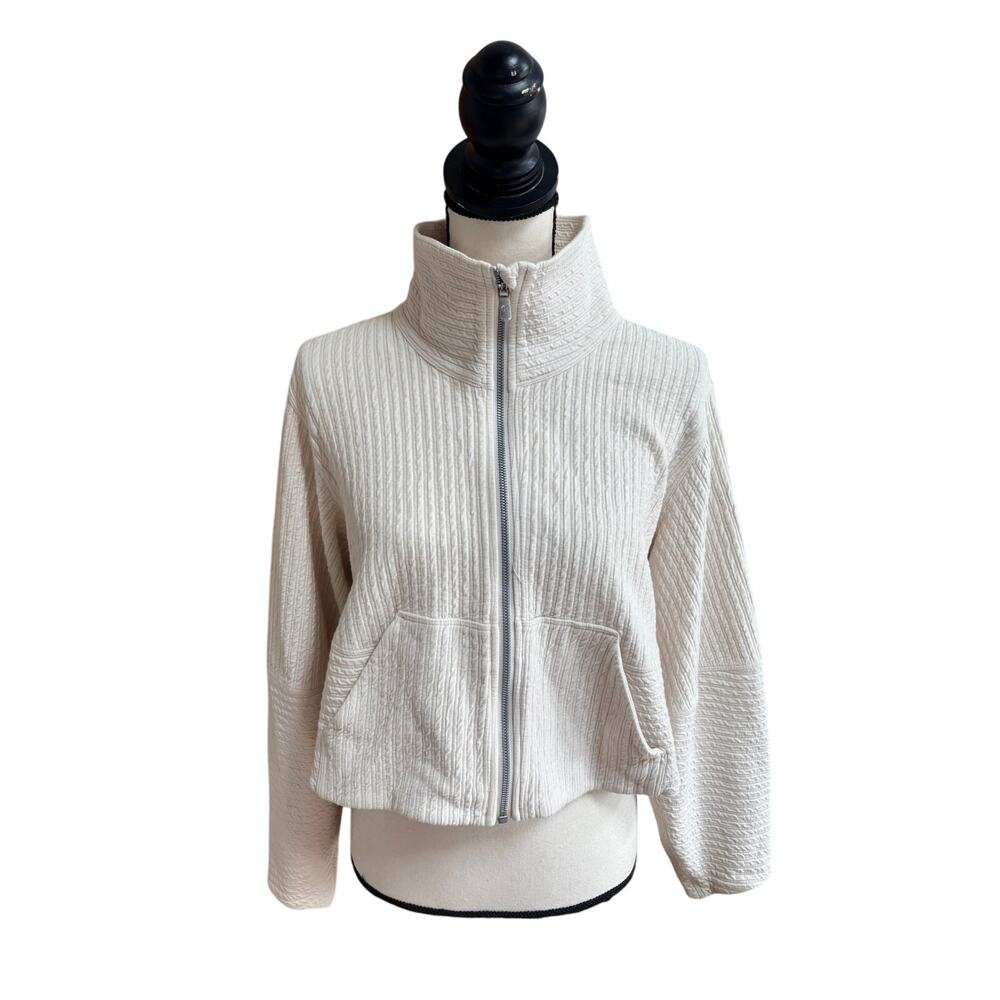 Lululemon Textured Cropped Jacket Womens Bone Ivory Cream Size XS/S - Picture 3 of 9